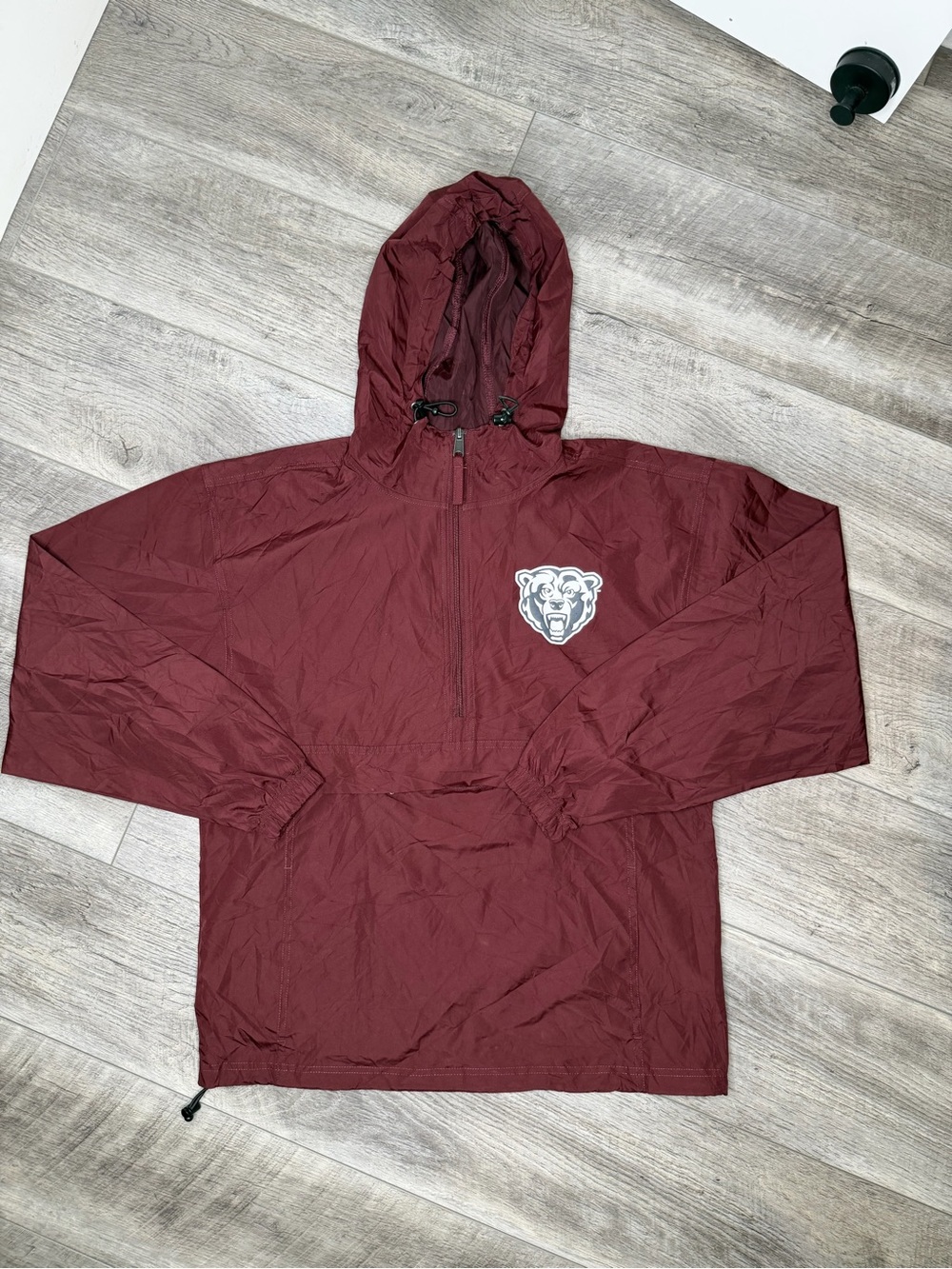 Champion Maroon Hooded Rain Anorak with Bear Patch